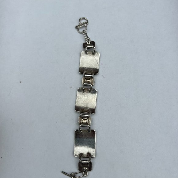 Vintage JP Sterling Silver Marquise Repousse Panel Link Bracelet 7" L, 30 Grams - Picture 12 of 15